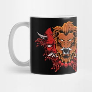 LION WITH HANNYA ONI MASK ILLUSTRATION Mug